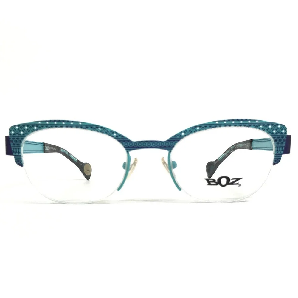 BOZ Eyeglasses Frames ZADIG 7520 Blue Purple Cat Eye Patterned 49-19-135